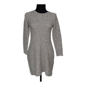 Banana Republic Black and White Stripe Knit Long Sleeved Sheath Dress